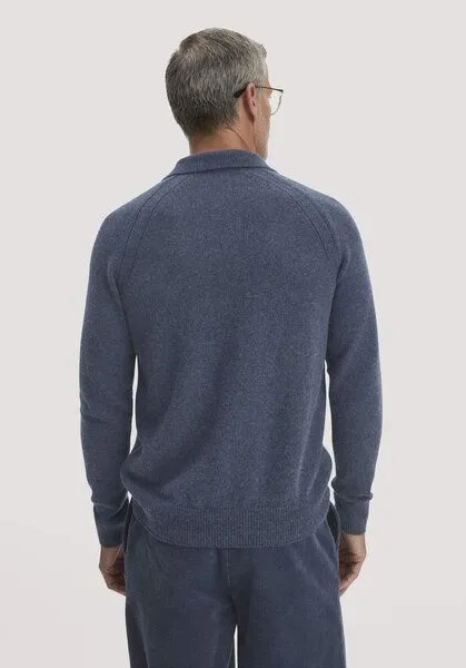hessnatur hessnatur Strick Polo Regular aus Bio-Merinowolle mit Bio-Baumwolle, Mitternachtsblau, – Produktbild 2 von 4