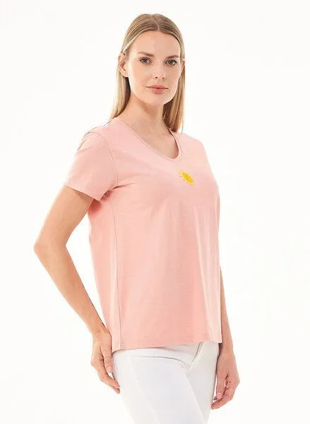 ORGANICATION ORGANICATION T-Shirt aus Bio-Baumwolle mit Solar-Stickerei, Pink(salmon pink), – Produktbild 3 von 4
