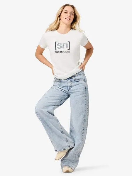 Super.Natural Super.Natural Merino T-Shirt W Logo SN Bandana Bio C Tee für Damen, White/blueberry, – Produktbild 3 von 4