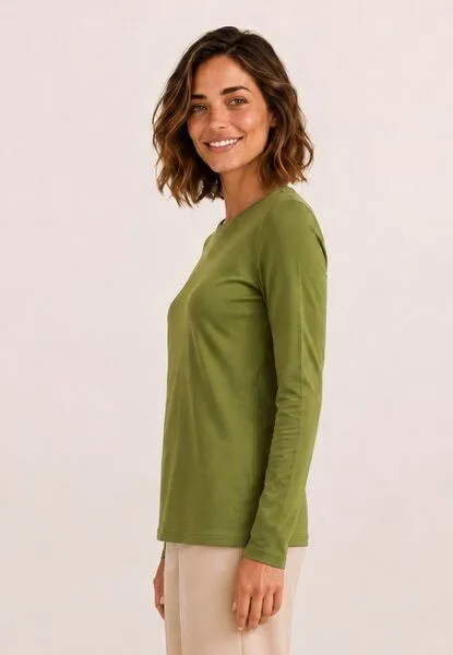 LANA Organic LANA Organic Bio Langarmshirt, Modell Nadja, Cedar green, – Produktbild 3 von 4