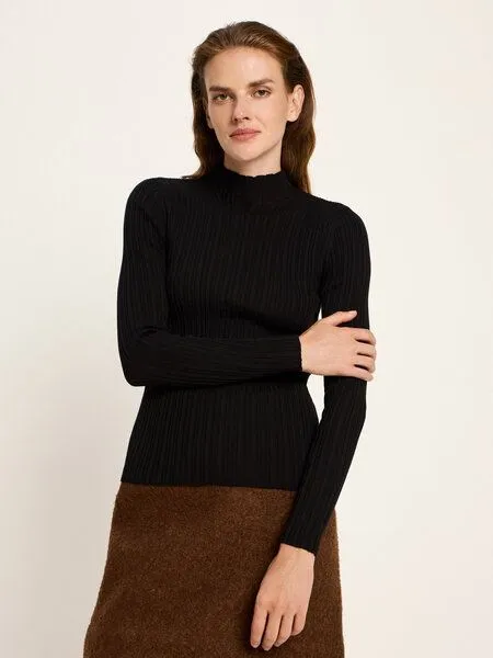 LANIUS LANIUS Rippenpullover aus Bio-Baumwolle, Black, – Produktbild 1 von 4