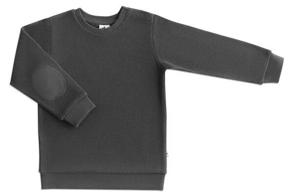 Leela Cotton Leela Cotton Baby und Kinder Piqué Sweatshirt reine Bio-Baumwolle, Anthrazit melange, – Produktbild 1 von 3