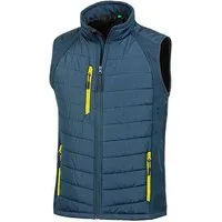 Result Genuine Recycled Result Genuine Recycled Reduzierte Herren Weste Steppweste Atmungsaktiv Wasserabweisend Bodywarmer bis Größe 4XL Wattiert Padded Übergangsweste, Navy/gelb, – Produktbild 1 von 1