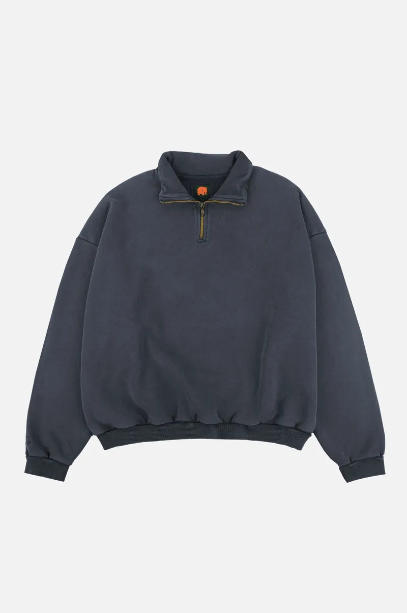 Trendsplant Trendsplant Herren vegan Pullover Mit Viertelreißverschluss Super Heavy Total Eclipse, Extra dunkelblau, – Produktbild 1 von 2
