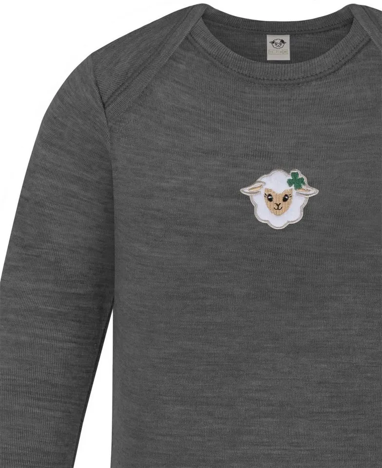 normani Langarmwickelbody Baby Merino Body Langarm Auckland Einteiler Bobysuit mit Umschlag für Jungen und Mädchen, Grau, – Produktbild 4 von 5