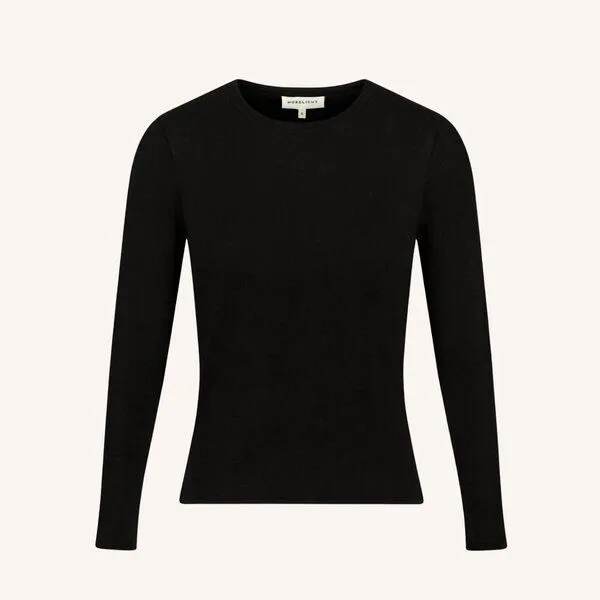 NORDLICHT NORDLICHT Geripptes Langarmshirt Lica aus Bio-Baumwolle, Schwarz, – Produktbild 3 von 5