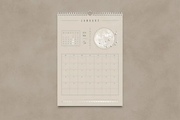 Mondkalender 2027 - Wandkalender A3, A4 - beige // ShellyCreates – Produktbild 2 von 3