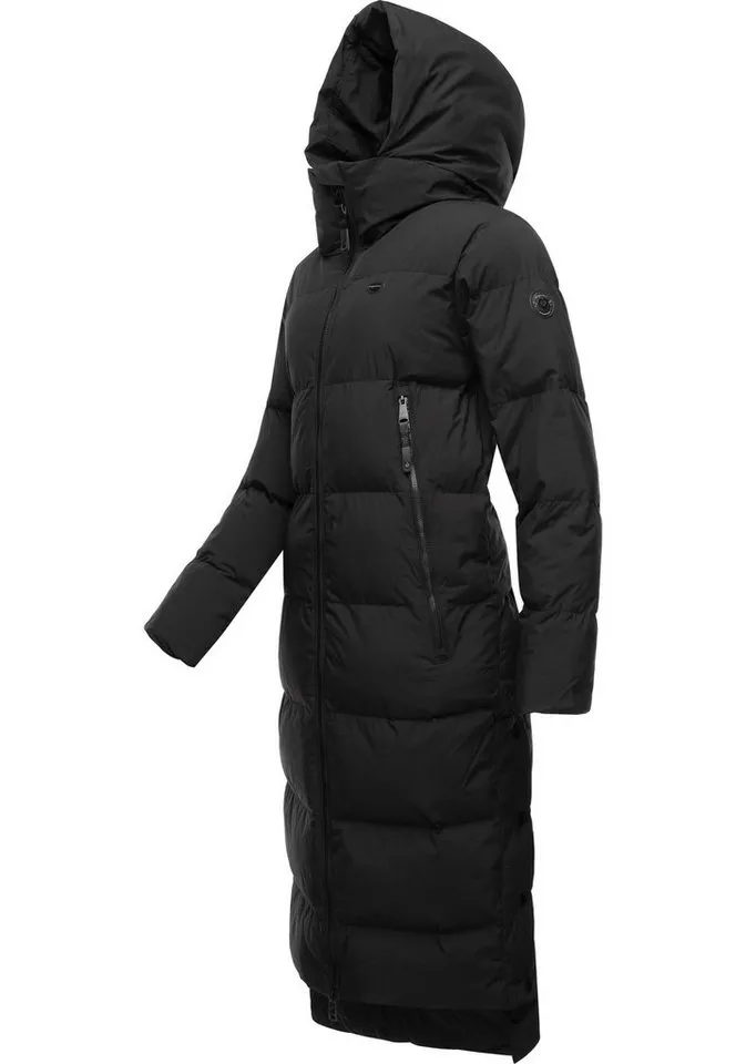 ragwear ragwear Wintermantel Patrise Extralanger Damen Winter Steppmantel mit Gehschlitzen, Schwarz, – Produktbild 1 von 4