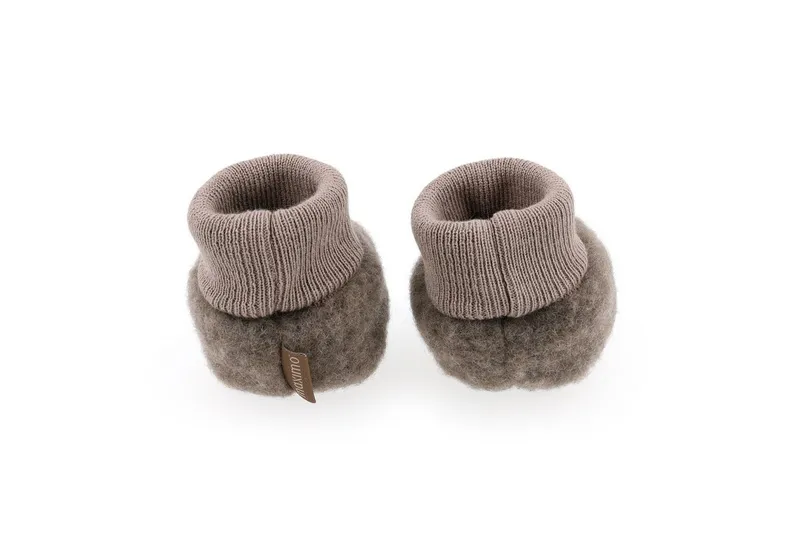 Maximo Maximo GOTS BABY-Schuhe, Wollfleece Strickbund Krabbelschuh, Braun, – Produktbild 4 von 4