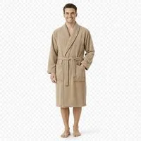 Bruno Barella Bruno Barella Herren Bademantel 100 % Biobaumwolle aus der türkischen Ägäis in Anthrazit, Sand, Navy – flauschig & saugfähig, Sand, – Produktbild 1 von 1