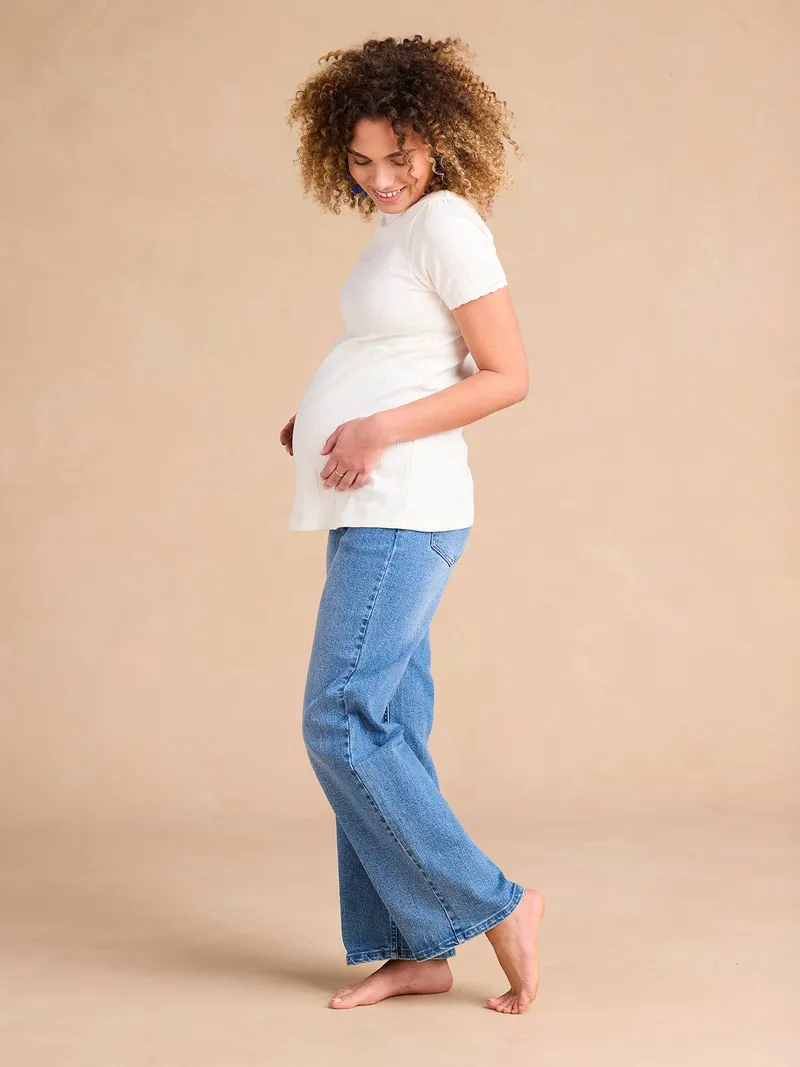Envie De Fraise Weite Umstandsjeans mit Seamless-Einsatz ENVIE DE FRAISE, Blue stone, – Produktbild 2 von 4