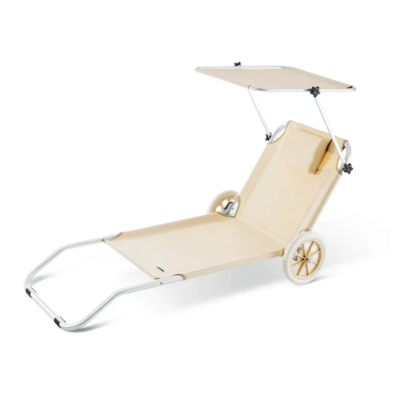 Casaria® Gartenliege Kreta Beige Alu mit Rollen, Beige, – Produktbild 1 von 2