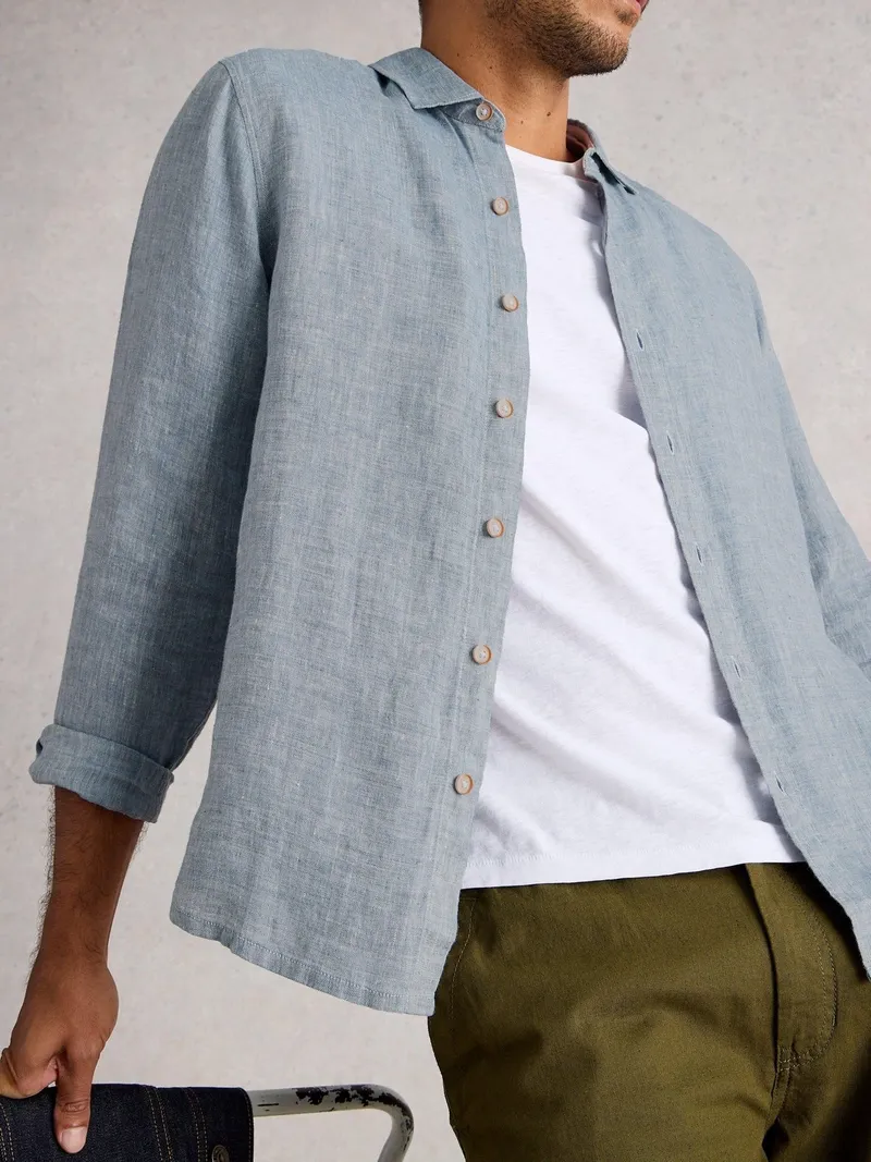 White Stuff Leinenhemd Keswick Langarm - XL, Chambray blau, – Produktbild 3 von 4