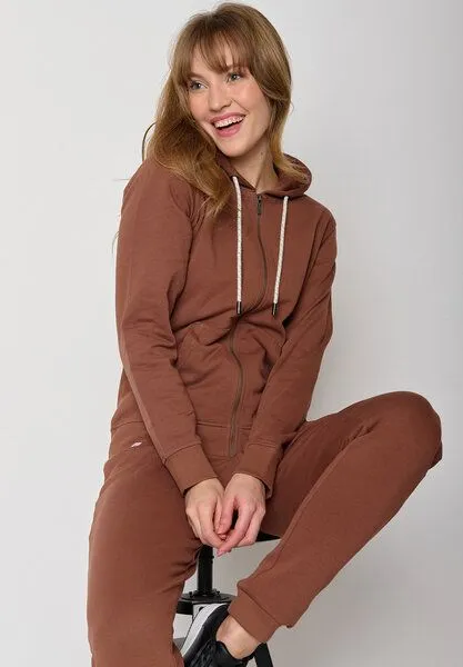 GreenBomb GREENBOMB Basic Vivid - Gemütliche Zipjacke aus Bio-Baumwolle / GOTS / Fair & Vegan, Braun (wood bark), – Produktbild 3 von 4