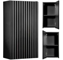 Lomadox Hängeschrank NEWPORT-56-BLACK 30cm Badschrank 1-türig schwarz gerillt grifflos – Produktbild 1 von 1