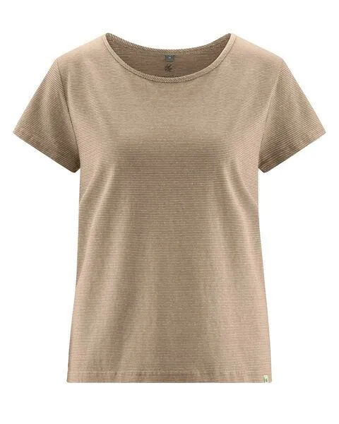 HempAge HempAge sommerliches Ringel-T-Shirt aus 55% Hanf, 45% Biobaumwolle, Shitake (braun), – Produktbild 4 von 4