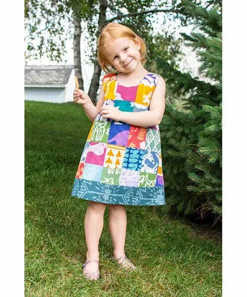 Global Mamas Global Mamas Baby Bio Wendekleid REVERSIBLE - Patchwork/Giraffe/Chicken, Patchwork (rot), – Produktbild 2 von 3
