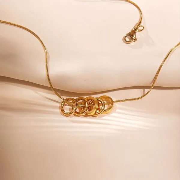 ELEKTROPULLI ELEKTROPULLI schlichte Kette 1mm schmal mit Ring Anhängern, Längen: 45 cm / 55 cm / 65 cm, Gold kette mit gold ringen, – Produktbild 2 von 5