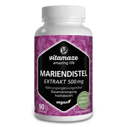 vitamaze Mariendistel 500 mg Extrakt hochdosiert vegan Kapseln – Produktbild 1 von 1