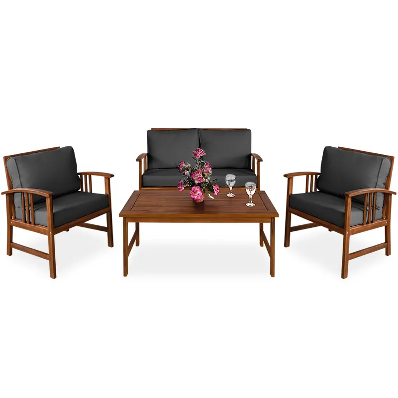 Casaria® Casaria® Garten-Sitzgruppe Atlas 4-tlg Akazienholz FSC®-zertifiziert, Anthrazit, – Produktbild 1 von 2