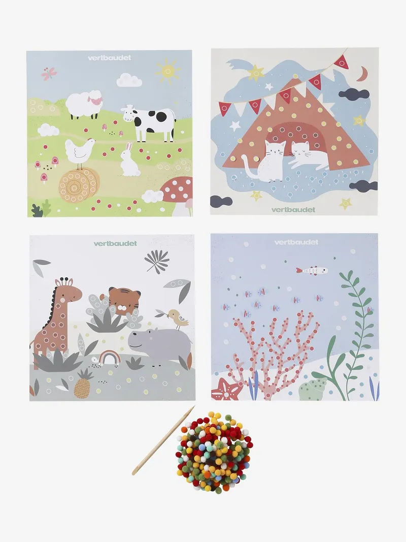 Vertbaudet Bastelset mit Pompon-Bildern für Kinder, Mehrfarbig, – Produktbild 2 von 3