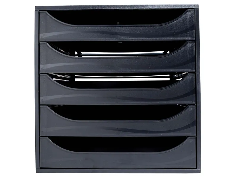 Exacompta Exacompta Schubladenbox "ECOBlack", DIN A4+, 5 Schubladen halboffen, schwarz – Produktbild 2 von 4