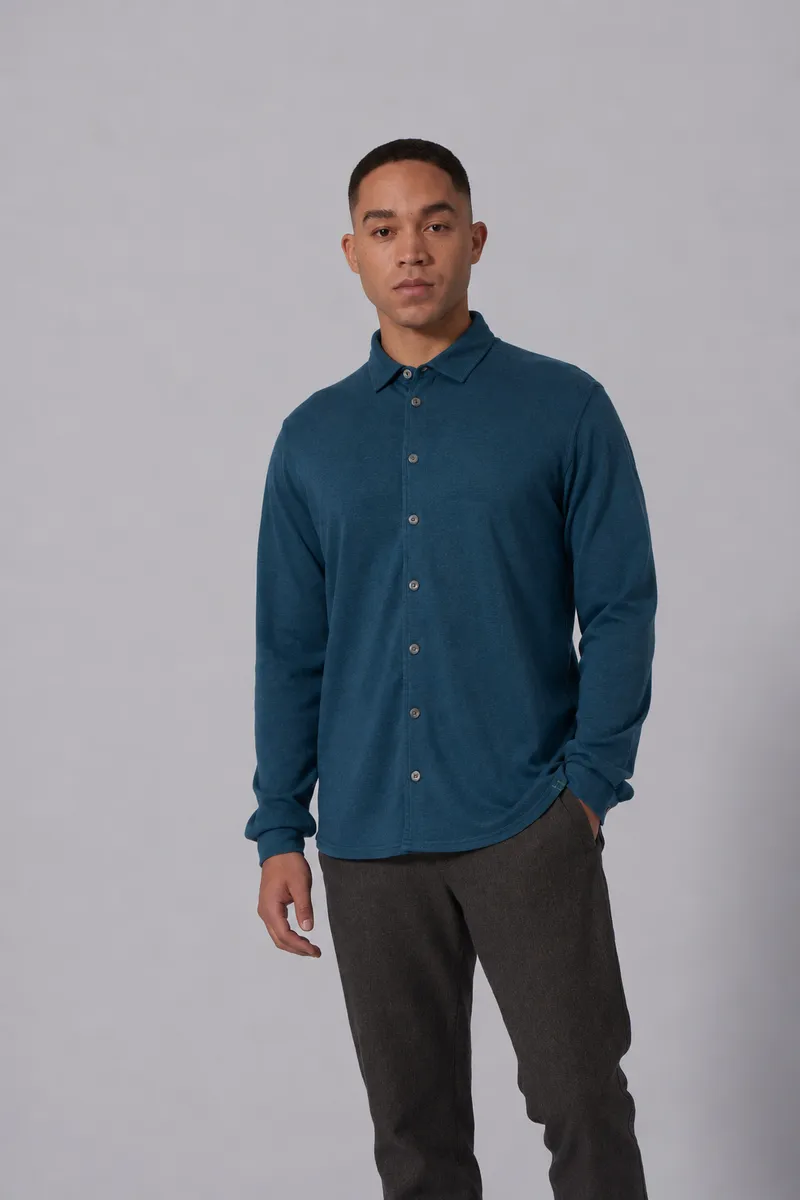 HempAge Hempage Herren vegan Shirt Aus Slub Jersey Reef Blaugrün, Blau, – Produktbild 2 von 2