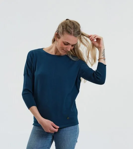 Gary Mash GARY MASH Leichter Strickpulli Lynn aus Biobaumwolle, Petrol, – Produktbild 2 von 4