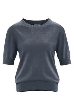 HempAge Hempage Damen vegan Kurzarm Strickpulli Dunkelgrau – Produktbild 1 von 1