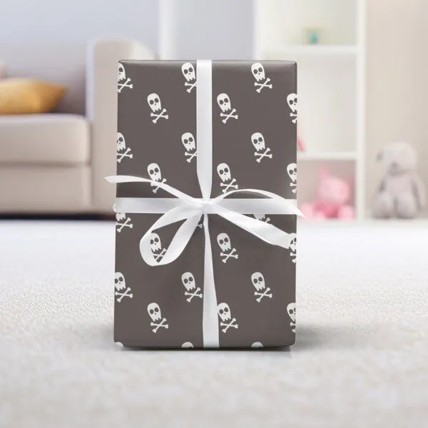 Fines Papeterie Fines Papeterie 3m Geschenkpapier Totenkopf für Kinder Halloween auf Rolle 300x47 cm – Produktbild 1 von 3