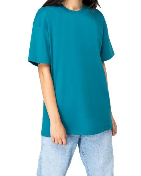 YTWOO YTWOO Unisex-T-Shirt mit hängenden Schultern aus 100% Bio-Baumwolle, Grünblau, – Produktbild 3 von 4