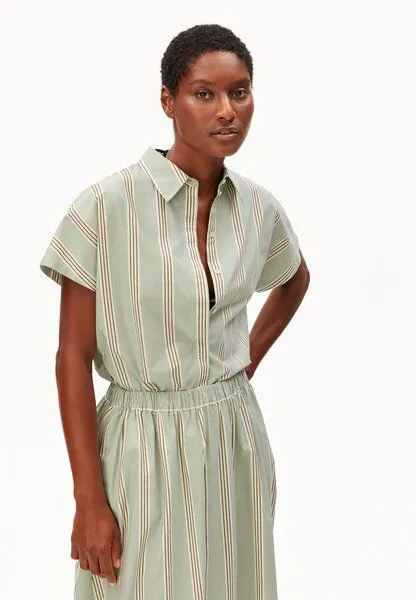 ARMEDANGELS ARMEDANGELS LARISAANA STRIPE Damen Bluse aus 100% Bio-Baumwolle, Foam-light oatmilk-dried palm, – Produktbild 1 von 4