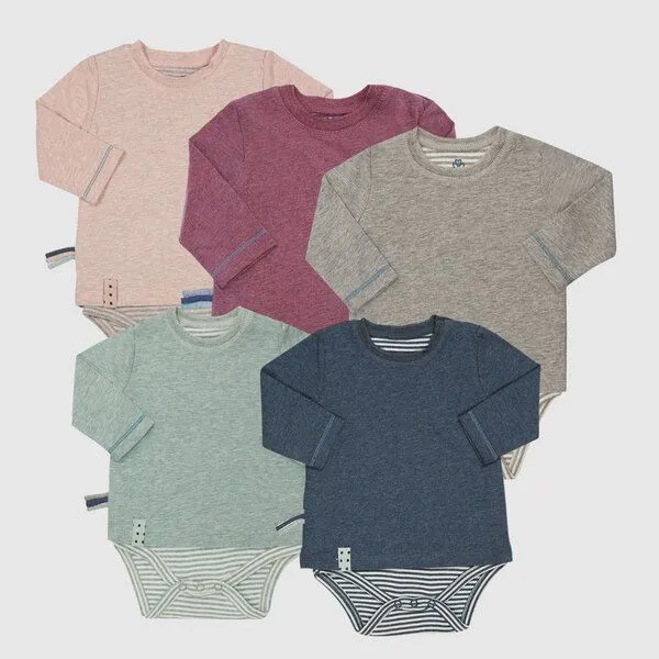 OrganicEra Baby Langarm T-shirt Body 'OrganicEra' aus Bio Baumwolle, Bordeaux melange (rot), – Produktbild 3 von 3