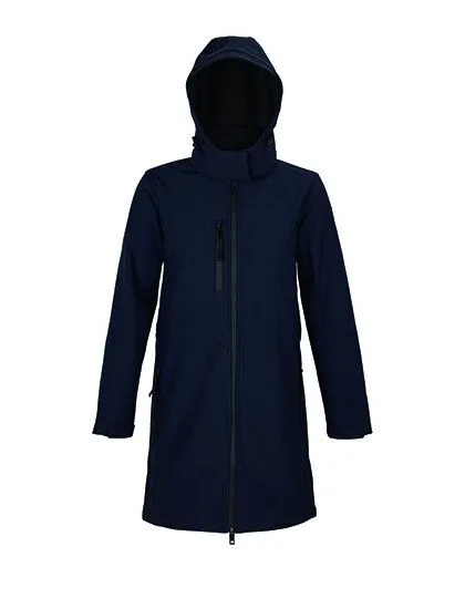 NEOBLU NEOBLU Softshell Damenmantel Lange Jacke mit abnehmbarer Kapuze Wasserdicht Fleece Innenfutter, Blau, – Produktbild 2 von 3