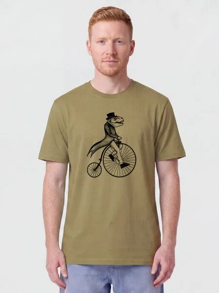 watapparel watapparel T-Shirt Unisex T-Rex auf Fahrrad, Faded olive, – Produktbild 2 von 2