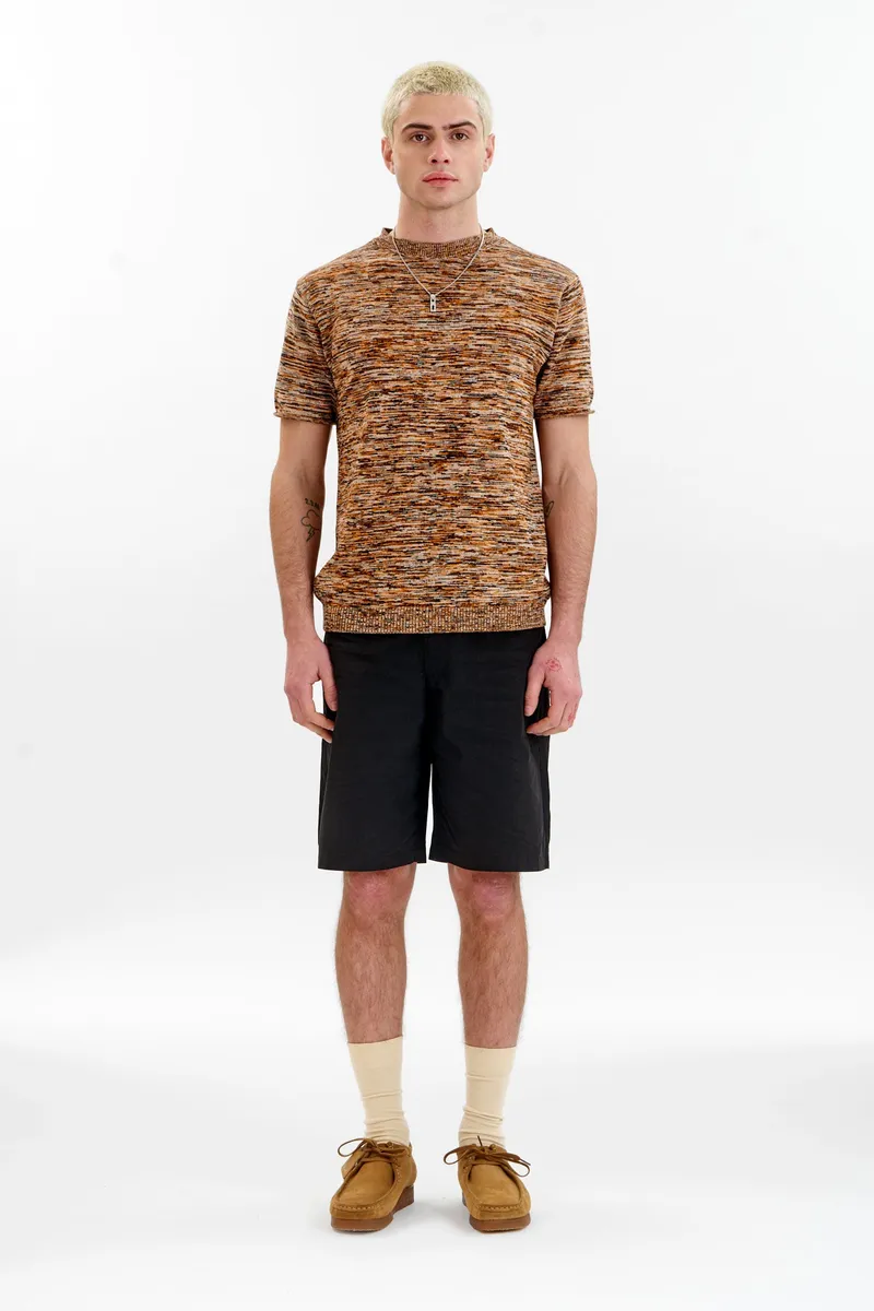 KOMODO KOMODO Herren vegan T-Shirt Kai Knit Schwarz/ Orange, Schwarz, – Produktbild 2 von 2