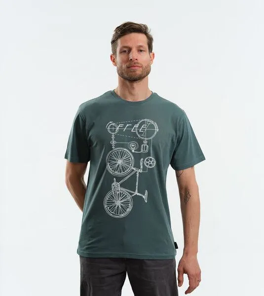 Gary Mash GARY MASH T-Shirt Freecycle#2 aus Biobaumwolle, Blaugrün, – Produktbild 3 von 4