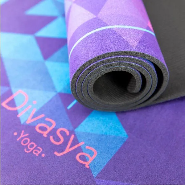 Divasya Divasya Yogamatte aus recycelten PET-Flaschen & Naturkautschuk | in 4 Farben, Purple chakra, – Produktbild 3 von 4