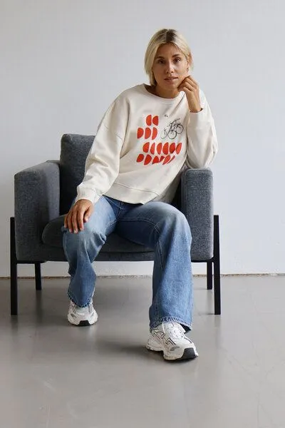 Kultgut Kultgut Artdesign - Biofair- Pulloversweater im Boxistyle / Tomatored, Natur, – Produktbild 1 von 4
