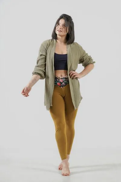 YogiLiebe YogiLiebe Kimonobluse Prema aus Bio-Musselin – Mint | handgenäht in Deutschland, Khaki, – Produktbild 3 von 4