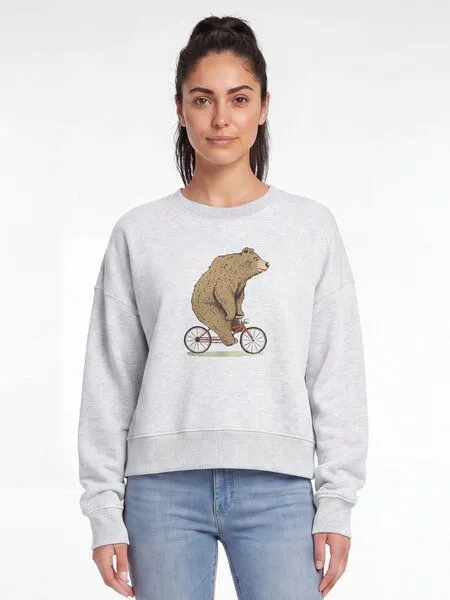 watapparel watapparel Sweatshirt Frauen Fahrradbär, Cool heather grey, – Produktbild 2 von 2
