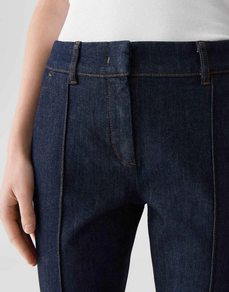 OPUS PANTS Bootcut-Jeans LUANE mit Komfortbund Mid Rise Ankle, BCI Cotton, Gummibund hinten, Blau, – Produktbild 4 von 5