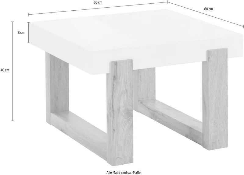 OTTO home Couchtisch Solid, hochglanzfarbener weißer Tischplatte, in zwei unterschiedlichen Größen, Weiß, – Produktbild 6 von 8