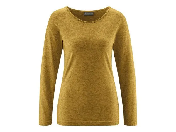 HempAge HempAge Langarmshirt Yakwolle/Hanf/Biobaumwolle, Peanut(gelb), – Produktbild 2 von 4