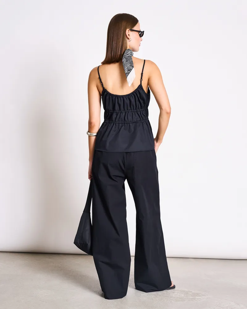 JAN N JUNE JAN 'N JUNE Damen vegan Krawatten-Top Spaghetti Ebur Schwarz, Schwarz, – Produktbild 1 von 2