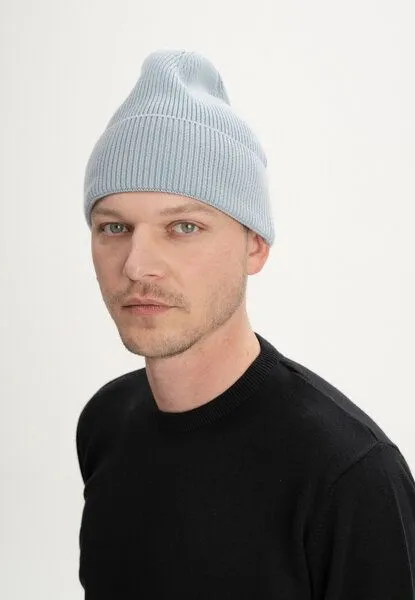 MELA MELA Rippstrick Mütze Style KALI aus 100% Bio-Baumwolle, Cloudy blue, – Produktbild 2 von 3