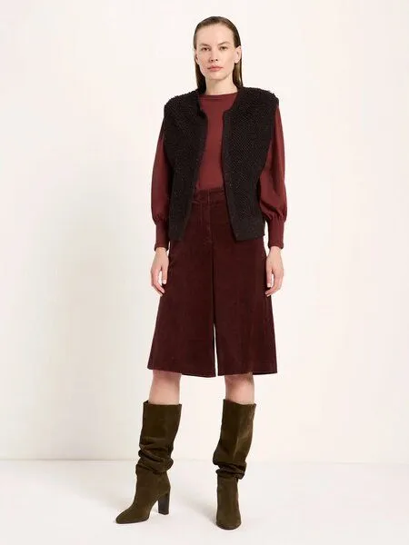 LANIUS LANIUS Bouclé Strickweste aus Bio-Schurwolle und Bio-Baumwolle GOTS, Braun (bitter-chocolate-tweed), – Produktbild 2 von 4