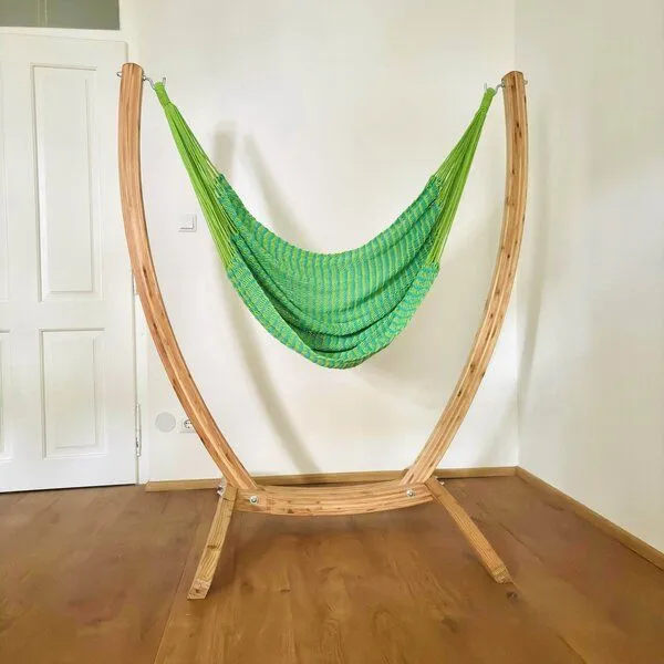 MacaMex MacaMex Hängesessel SET – Uve Holzständer mit Vela Netzhängesessel, Oasis-grün, – Produktbild 4 von 4