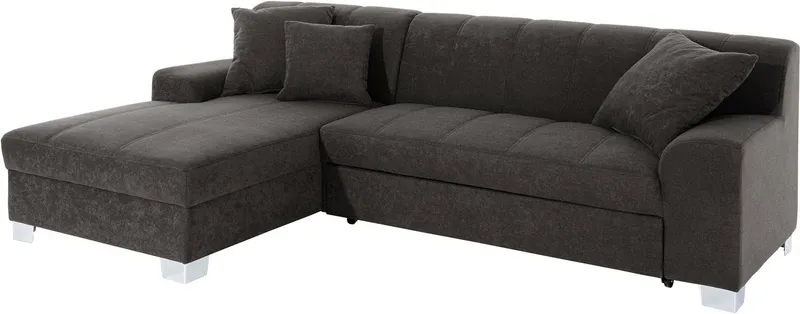 DOMO collection Ecksofa TURAH 239x152 cm, inkl. Zierkissen, moderne Steppung, mit Bettfunktion, Schlafsofa, Unser Dauertiefpreis, Grau, – Produktbild 8 von 8