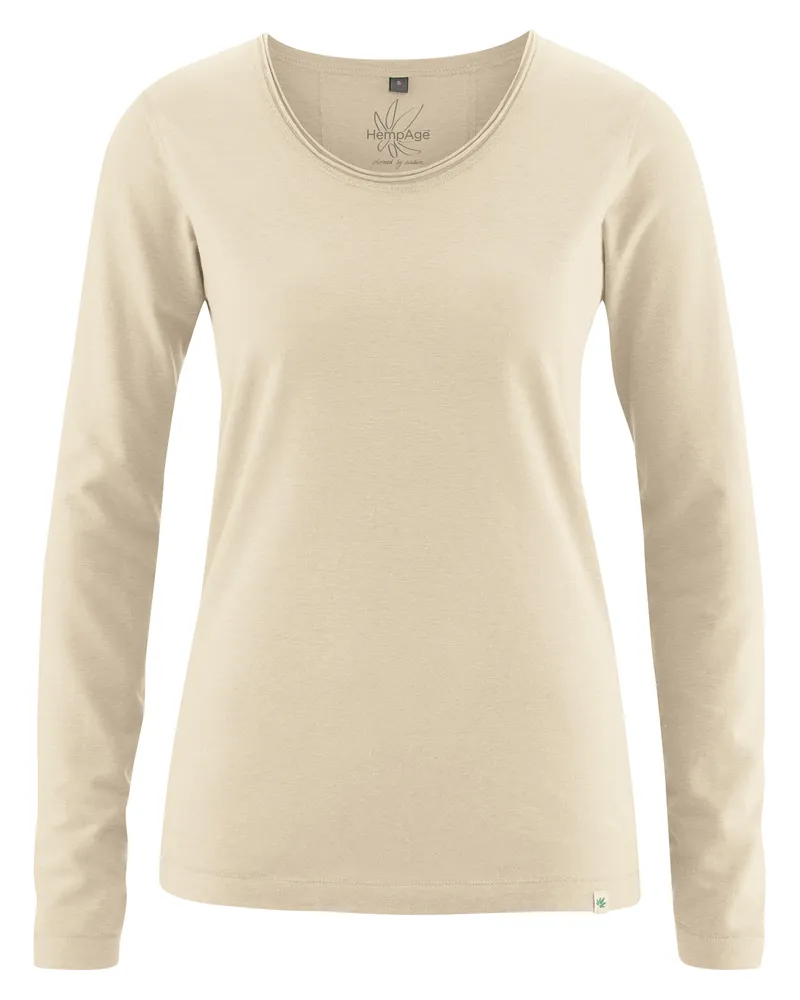 HempAge Hempage Damen vegan Langarm-T-Shirt Gobi In Beige, Beige, – Produktbild 1 von 2